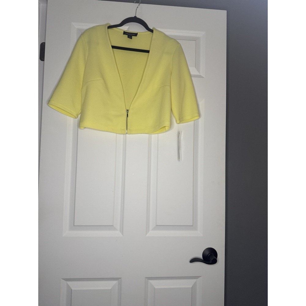 Perceptions Cropped Bolero Jacket Blazer Large Yellow Nwt $72